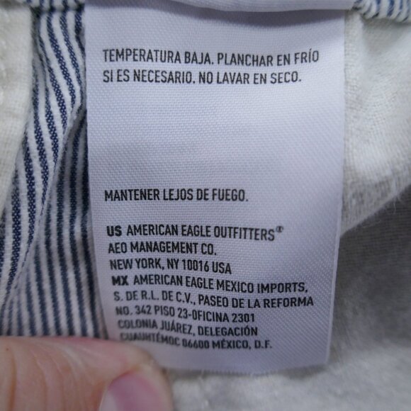 American Eagle Mens All Cotton Chino Shorts 34x9* Blue White Stripe Flat Front - Picture 16 of 16